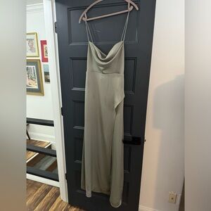 BHLDN Cali Satin Cowl-Neck Midi Slip Dress